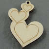 Wooden Pendant/Drop, Heart, 42x52x6.5mm, Hole:About 3mm, Sold by PC