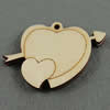 Wooden Pendant/Drop, Heart, 58x40x7mm, Hole:About 3mm, Sold by PC