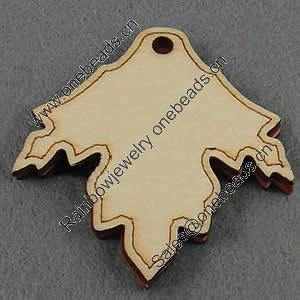 Wooden Pendant/Drop, Leaf, 50x50x6mm, Hole:About 3mm, Sold by PC