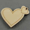 Wooden Pendant/Drop, Heart, 54x47x6.5mm, Hole:About 3mm, Sold by PC