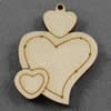 Wooden Pendant/Drop, Heart, 45x55x7mm, Hole:About 3mm, Sold by PC