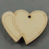Wooden Pendant/Drop, Heart, 50x40x7mm, Hole:About 3mm, Sold by PC