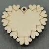 Wooden Pendant/Drop, Heart, 47x43x7mm, Hole:About 3mm, Sold by PC