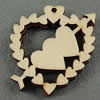 Wooden Pendant/Drop, Heart, 45x48x7mm, Hole:About 3mm, Sold by PC