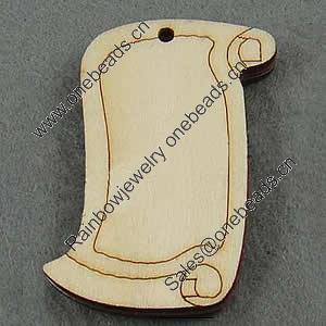 Wooden Pendant/Drop, Rectangle, 35x55x6.5mm, Hole:About 3mm, Sold by PC