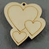 Wooden Pendant/Drop, Heart, 48x50x7mm, Hole:About 3mm, Sold by PC