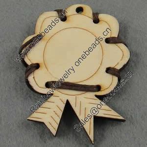 Wooden Pendant/Drop, Flower, 41x54x5mm, Hole:About 3mm, Sold by PC