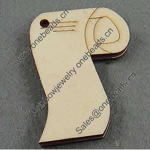 Wooden Pendant/Drop, 39x52x7mm, Hole:About 3mm, Sold by PC