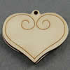 Wooden Pendant/Drop, Heart, 48x40x7mm, Hole:About 3mm, Sold by PC