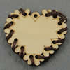 Wooden Pendant/Drop, Heart, 47x43x4mm, Hole:About 3mm, Sold by PC