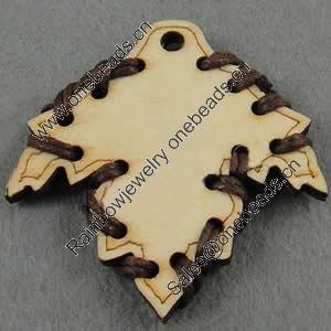 Wooden Pendant/Drop, 50x51x5mm, Hole:About 3mm, Sold by PC