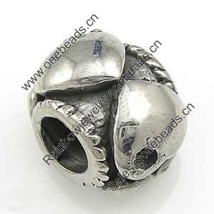 Stainless Steel European Style Beads,  316 steel, no troll, Rondelle, 13x11x10mm, Hole:Approx 5mm, Sold by PC