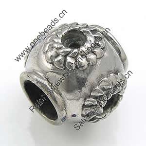 Stainless Steel European Style Beads,  316 steel, no troll, Drum, 12x10mm, Hole:Approx 5mm, Sold by PC