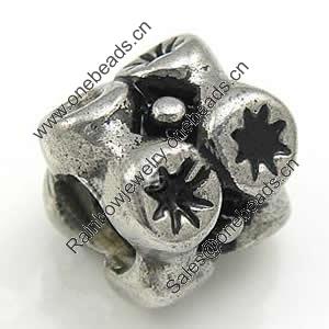 Stainless Steel European Style Beads,  316 steel, no troll, Tube, 10x10mm, Hole:Approx 5mm, Sold by PC