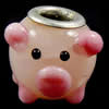 Lampwork Glass Plating Silver Double Core Beads, Pig, 13.5x14x17mm, Hole:Approx 4.5mm, Sold by PC