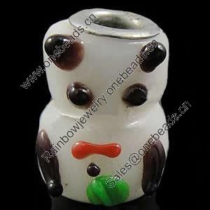 Lampwork Glass Plating Silver Double Core Beads, Tube, 12x17x14mm, Hole:Approx 4.5mm, Sold by PC