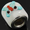 Lampwork Glass Plating Silver Double Core Beads, Tube, 15x12x11mm, Hole:Approx 4.5mm, Sold by PC