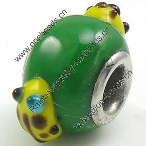 Lampwork Glass Plating Silver Double Core Beads, Rondelle, 19x11x14mm, Hole:Approx 5mm, Sold by PC