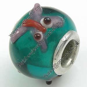 Lampwork Glass Plating Silver Double Core Beads, Rondelle, 15x11x16mm, Hole:Approx 5mm, Sold by PC