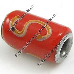 Lampwork Glass Plating Silver Double Core Beads, Tube, 10x17mm, Hole:Approx 4.5mm, Sold by PC
