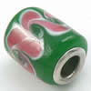 Lampwork Glass Plating Silver Double Core Beads, Tube, 13x18mm, Hole:Approx 5mm, Sold by PC