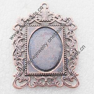 Zinc Alloy Pendant Settings, Lead-free, Outside diameter:35x44mm, Interior diameter:18x24.5mm, Sold by Bag 