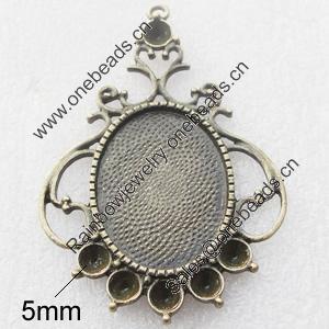 Zinc Alloy Pendant Settings, Lead-free, Outside diameter:57x42mm, Interior diameter:22x30mm, Sold by Bag 