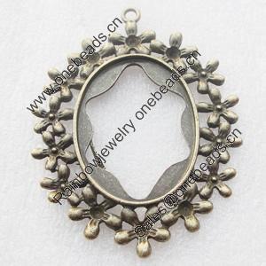 Zinc Alloy Pendant Settings, Lead-free, Outside diameter:56x68mm, Interior diameter:31x40.5mm, Sold by Bag 