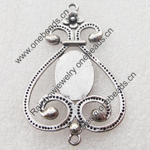 Zinc Alloy Pendant Settings, Lead-free, Outside diameter:33x51mm, Interior diameter:13x18mm, Sold by Bag 