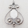 Zinc Alloy Pendant Settings, Lead-free, Outside diameter:33x51mm, Interior diameter:13x18mm, Sold by Bag 