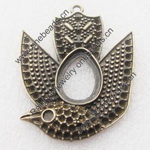 Zinc Alloy Pendant Settings, Lead-free, Outside diameter:53x42mm, Interior diameter:20x15mm, Sold by Bag 