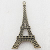 Pendant, Zinc Alloy Jewelry Findings, Lead-free,Tower 35x66mm, Sold by Bag 