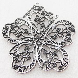 Pendant, Zinc Alloy Jewelry Findings, Lead-free,Flower 56x54mm, Sold by Bag 