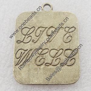 Pendant, Zinc Alloy Jewelry Findings, Lead-free,Rectangle 27x23mm, Sold by Bag 