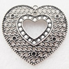 Pendant Setting Zinc Alloy Jewelry Findings, Heart 47x49mm, Sold by Bag 