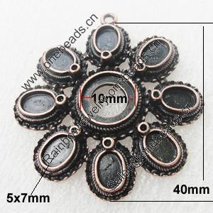 Zinc Alloy Pendant Settings, Lead-free, Outside diameter:40x40mm, Interior diameter:10mm, Sold by Bag 