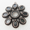 Zinc Alloy Pendant Settings, Lead-free, Outside diameter:40x40mm, Interior diameter:10mm, Sold by Bag 