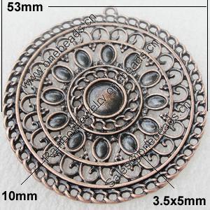 Zinc Alloy Pendant Settings, Lead-free, Outside diameter:53mm, Interior diameter:10mm, Sold by Bag 