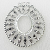 Zinc Alloy Pendant Settings, Lead-free, Outside diameter:40x49mm, Interior diameter:20x24mm, Sold by Bag 