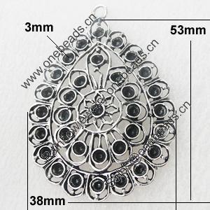 Zinc Alloy Pendant Settings, Lead-free, 38x53mm, Sold by Bag 