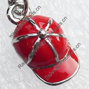 Zinc Alloy Enamel Pendant, Nickel-free & Lead-free, A Grade Cap 17x8mm, Sold by PC  