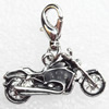 Zinc Alloy Enamel Pendant, Nickel-free & Lead-free, A Grade Motorcycle 14x27mm, Sold by PC  