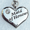 Zinc Alloy Charm/Pendant with Crystal, Nickel-free & Lead-free, A Grade Heart 17x9mm, Sold by PC  
