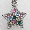 Zinc Alloy Charm/Pendant with Crystal, Nickel-free & Lead-free, A Grade Star 20x17mm, Sold by PC  