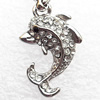 Zinc Alloy Charm/Pendant with Crystal, Nickel-free & Lead-free, A Grade Animal 23x16mm, Sold by PC  