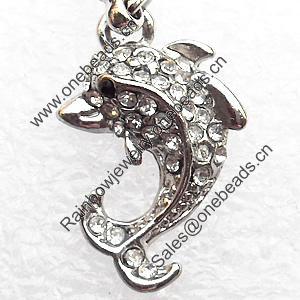Zinc Alloy Charm/Pendant with Crystal, Nickel-free & Lead-free, A Grade Animal 23x16mm, Sold by PC  