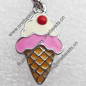 Zinc Alloy Enamel Pendant, Nickel-free & Lead-free, A Grade Ice Cream 25x14mm, Sold by PC  