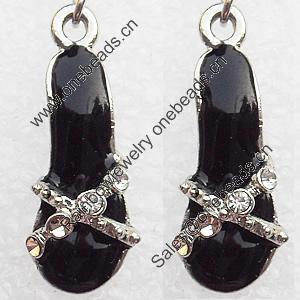 Zinc Alloy Enamel Charm/Pendant with Crystal, Nickel-free & Lead-free, A Grade Shoes 23x19mm, Sold by PC  