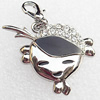 Zinc Alloy Enamel Charm/Pendant with Crystal, Nickel-free & Lead-free, A Grade 25x34mm, Sold by PC  