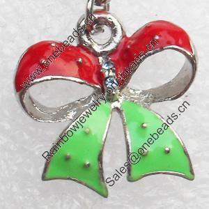 Zinc Alloy Enamel Charm/Pendant with Crystal, Nickel-free & Lead-free, A Grade Knot 18x18mm, Sold by PC  